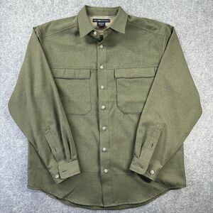 ExOfficio Shirt Mens Large Green Long Sleeve Button Front Pockets Outdoor Casual